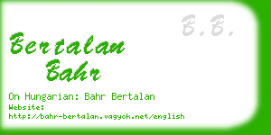 bertalan bahr business card